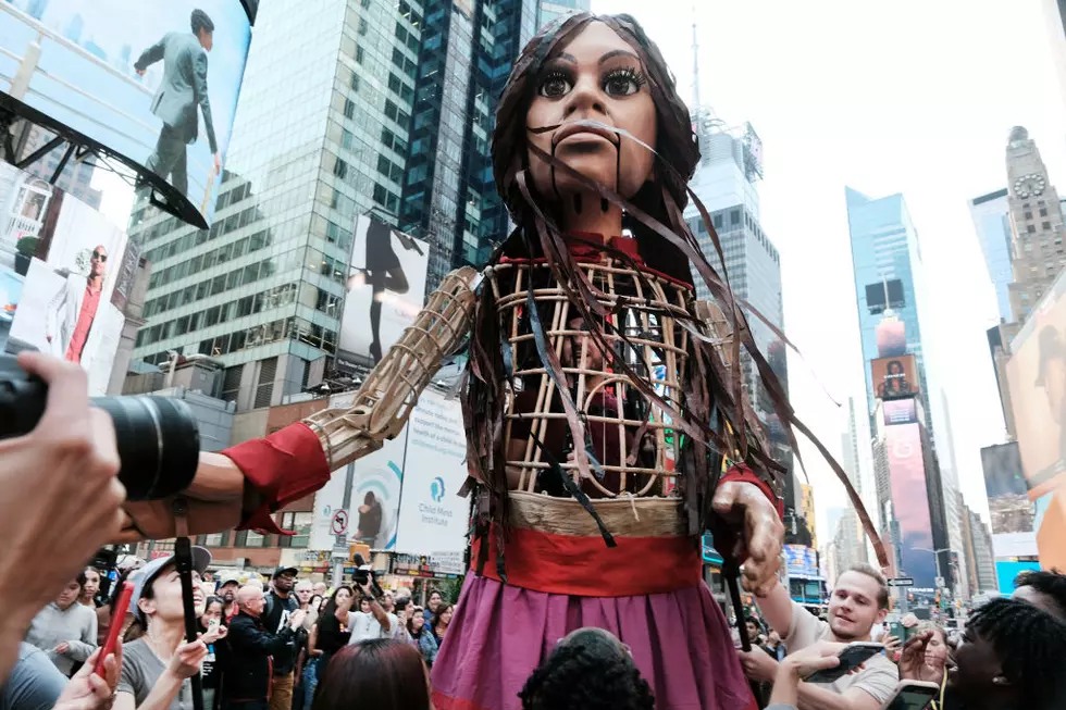 "Little Amal" Visits Times Square To Raise Awareness Of Syrian Refugees