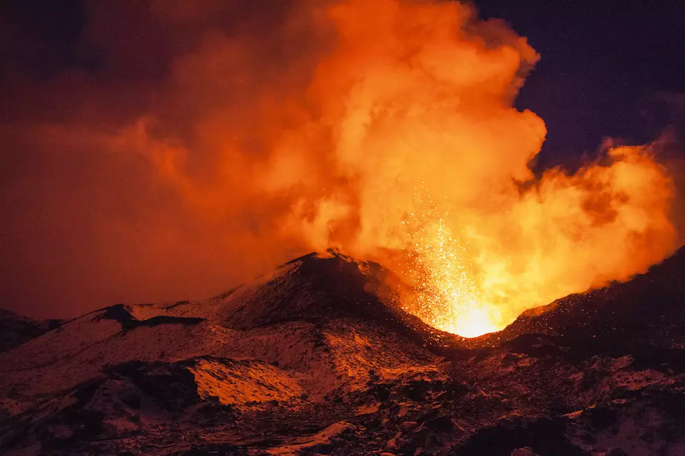 Volcanic eruption in the winter on Kamchatka