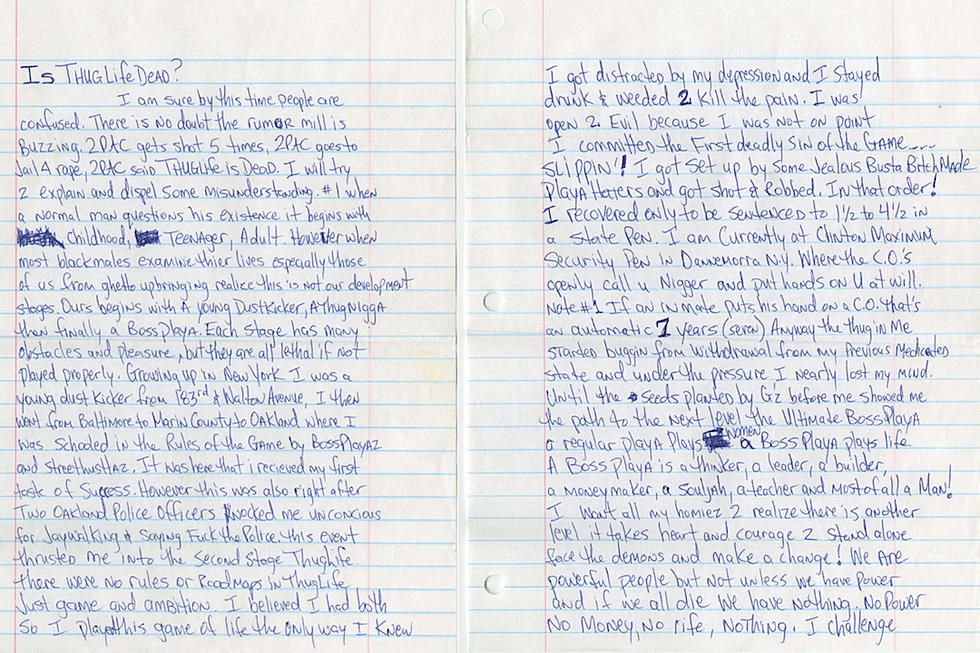 Tupac Shakur&#8217;s Handwritten Letter &#8216;Is Thug Life Dead?&#8217; Sold for $172,000