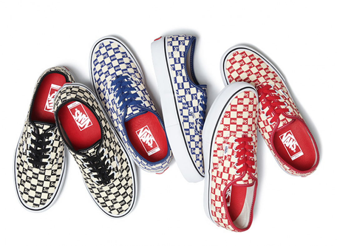 supreme checkered vans red