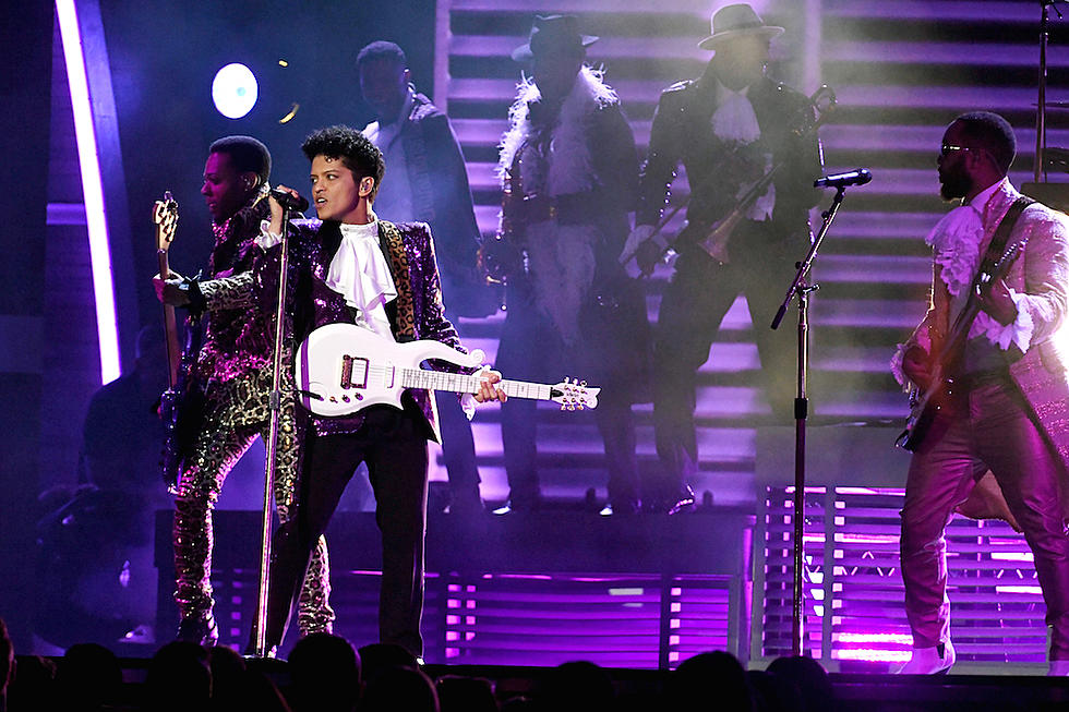 Bruno Mars Rocks ‘Let’s Go Crazy’ with Morris Day in Tribute to Prince at the 2017 Grammy Awards [WATCH]