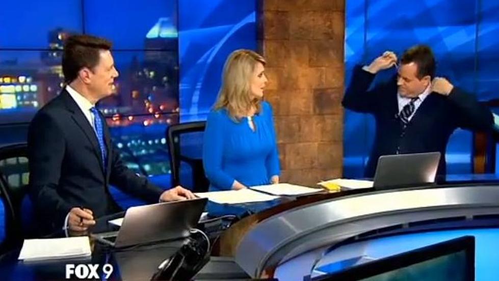 Hilarious Moment Weatherman Discovers Hanger in Suit Jacket