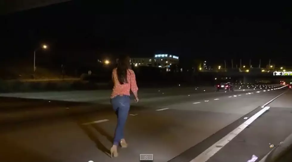 Watch Drunk Woman Meander Into Traffic on Busy California Interstate