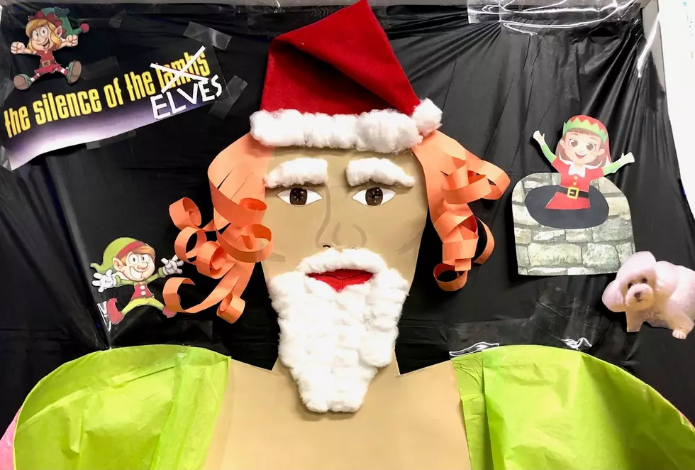 Someone Made A Silence Of The Lambs Themed Santa For A Door Decorating Contest
