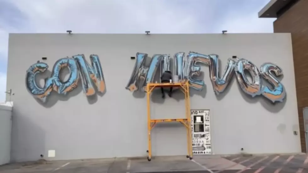 Here’s Why El Paso Artist Tino Ortega Chose “Con Huevos” As His Latest Mylar Balloon Mural