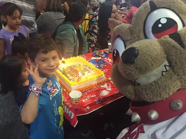 Chico from the El Paso Chihuahuas encourages perfect attendance