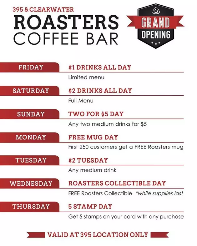$1 Roasters All Day at Their Brand New Location!