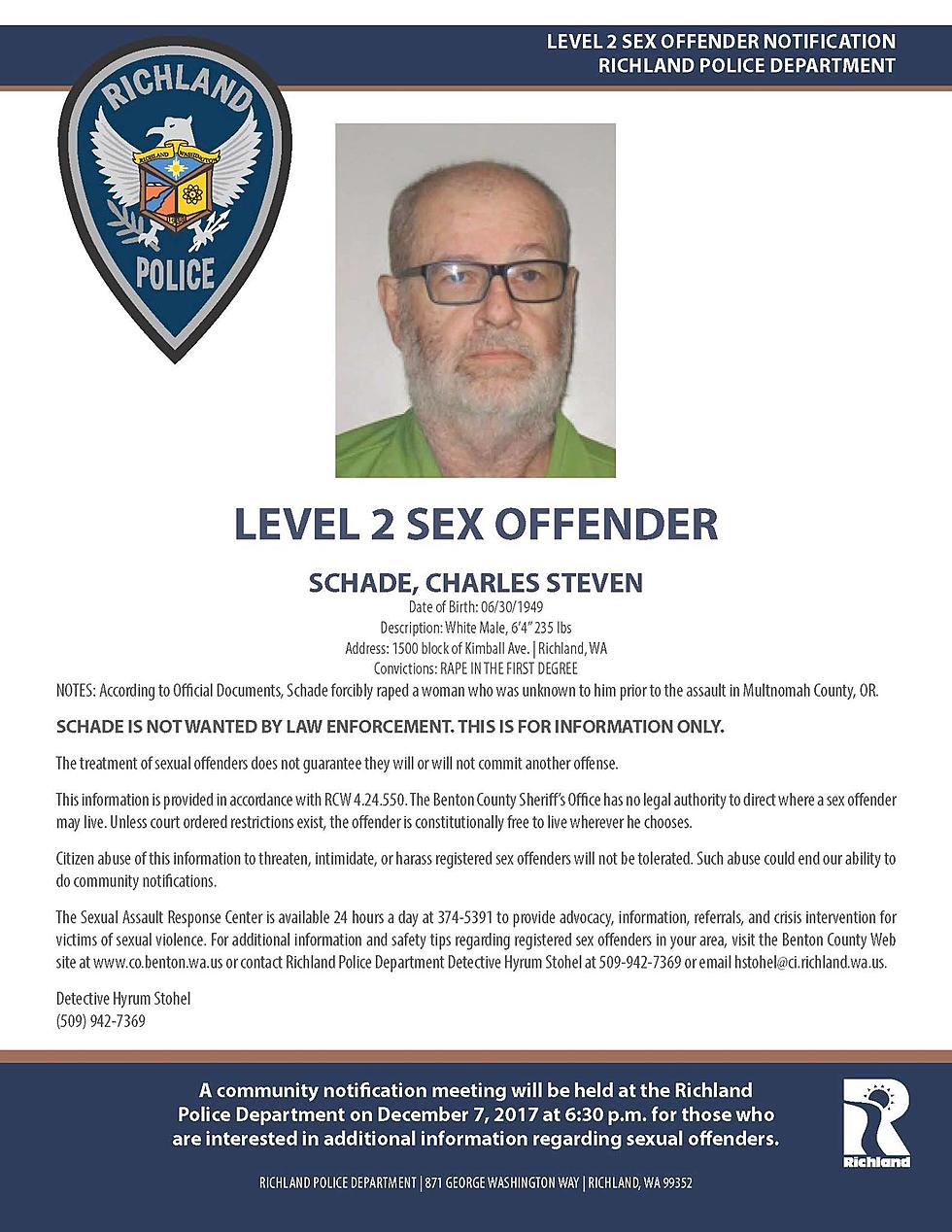 Richland Peeps! Level 2 Sex Offender Moving In!