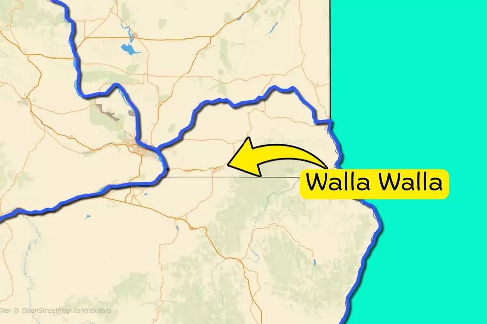 Map showing the river and borders between Washington, Oregon, Idaho