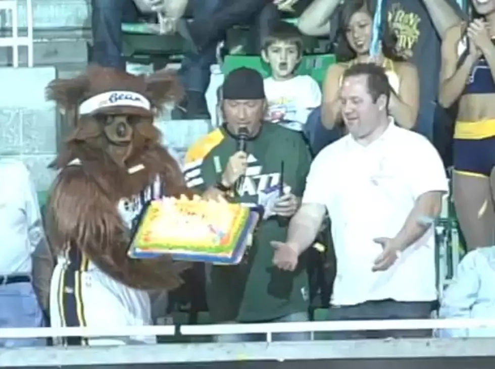 Mascot Drops Birthday Cake Off Balcony at Utah Jazz Game [VIDEO]
