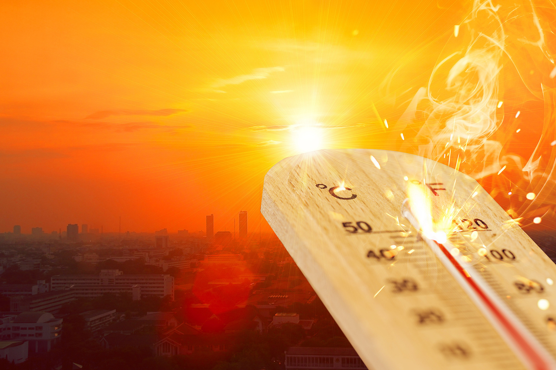 Outdoor Thermometer In The Sun During Heatwave Hot Weather High Temperature  And Heat Warning Concept Stock Photo - Download Image Now - iStock