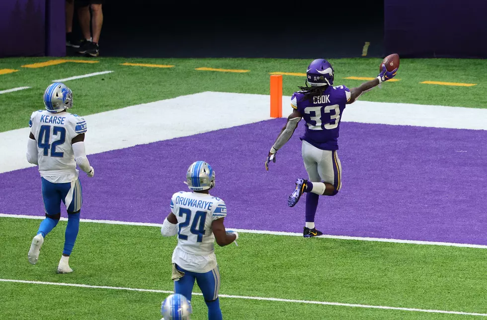 Cook Runs Over Lions, Vikings Rough up Stafford in 34-20 Win