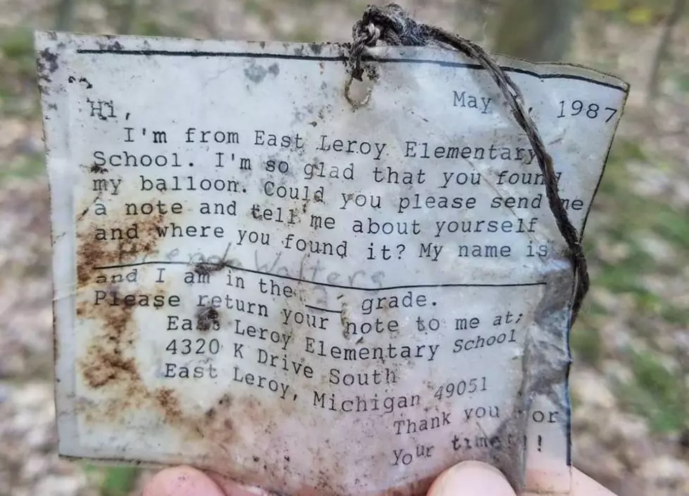 Balloon Note from Battle Creek Area 3rd Grader Found 30 Years Later in Pennsylvania