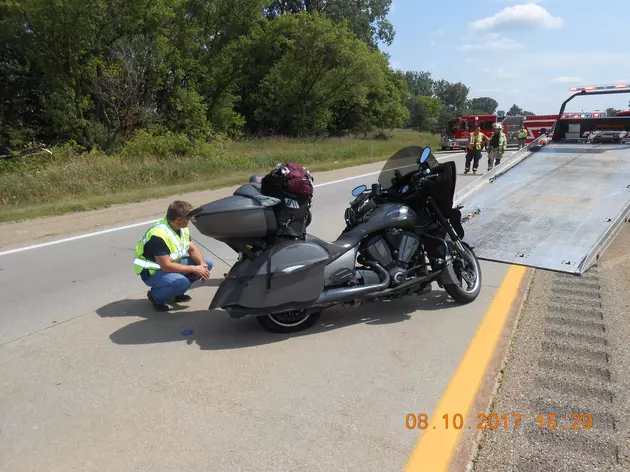 Blown Tire Causes Motorcycle Crash on I-69