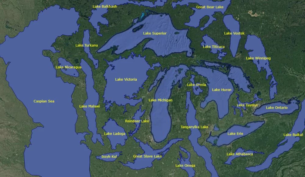 Weird Map Puts The World S Largest Lakes All Around Michigan   Credit 