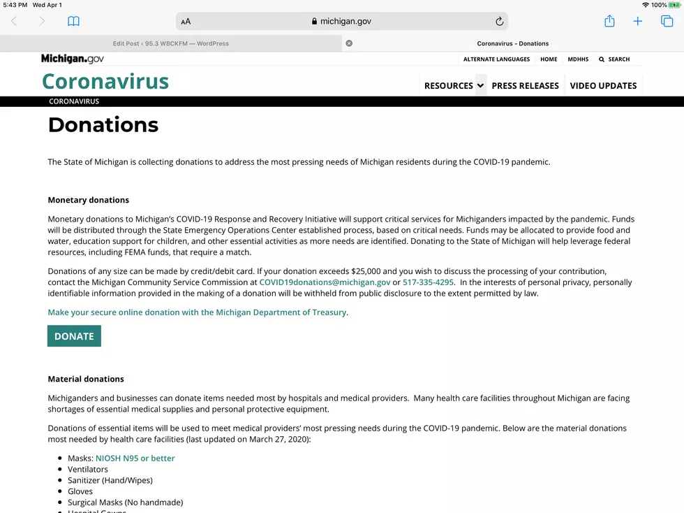 Michigan Is Asking You To Donate To Their COVID-19 Response
