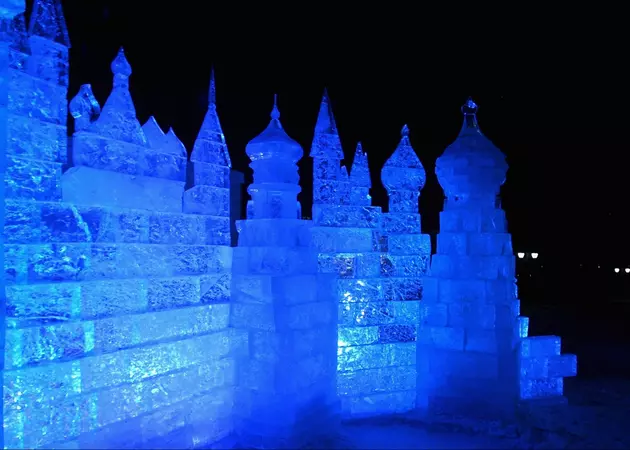 Enormous Ice Castle in Idaho Families Backyard