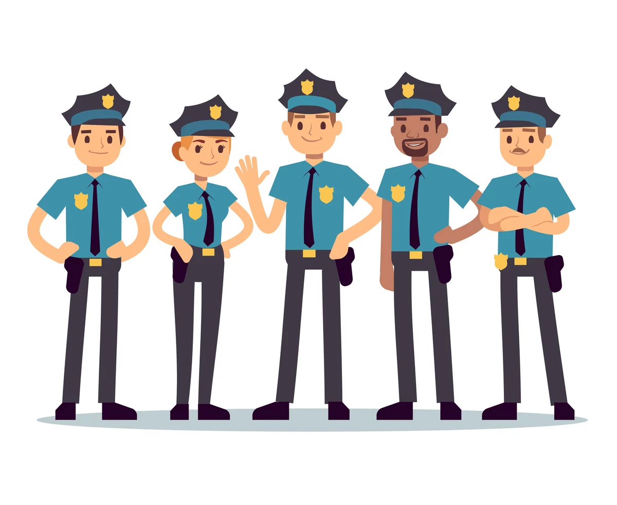 Группа полицейских мультяшный