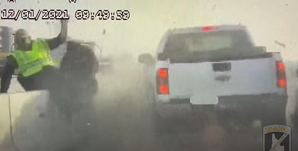 &#8216;Close Call&#8217; ISP Trooper Avoids Being Hit By Truck [Video]