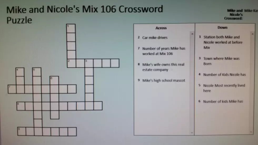 Mike and Nicole Crossword Puzzle
