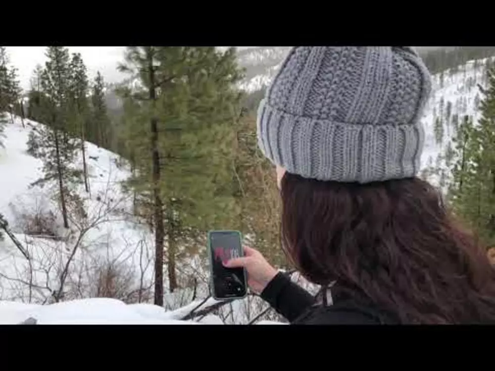 Listening to the Mix 106 App While out Snowshoeing [VIDEO]