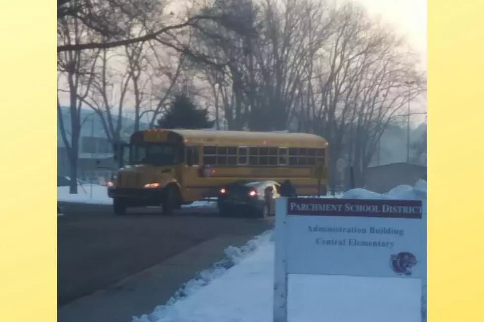A Car Got Wedged Under a School Bus in Parchment Wednesday Morning
