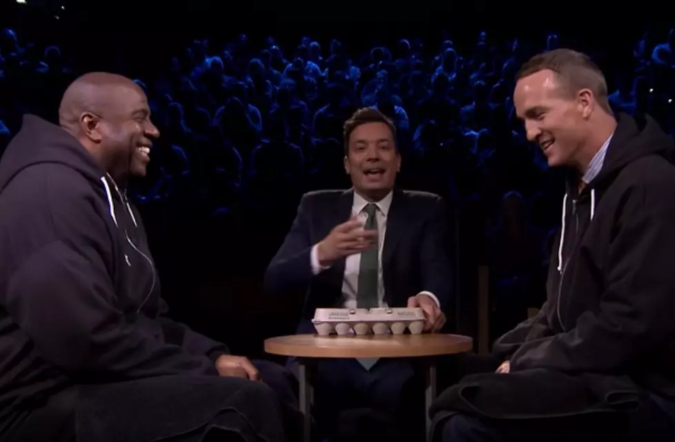 Watch Magic Johnson Take On Peyton Manning In Egg Russian Roulette on ‘The Tonight Show’