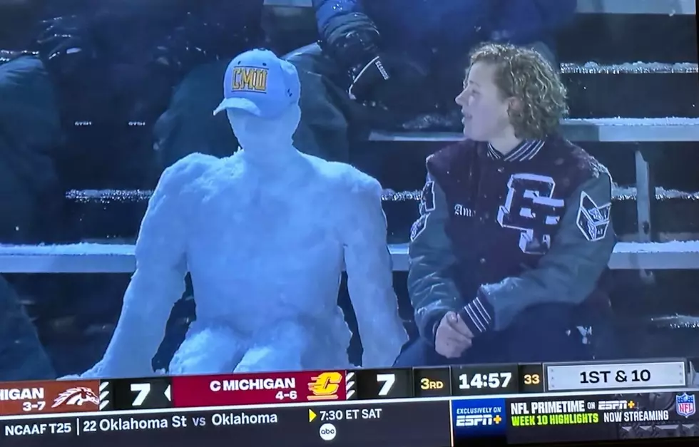 Is This An Eaton Rapids Kid Going Viral For Building Snowman At Central Michigan Game Vs. WMU?
