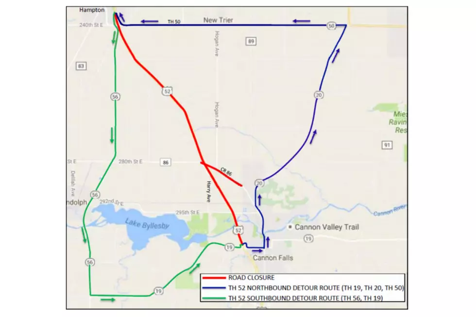 Big Detour This Weekend on Highway 52 at Cannon Falls