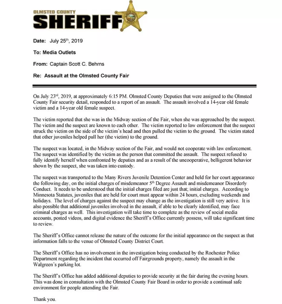 Olmsted County Sheriff County Fair Fighting Statement