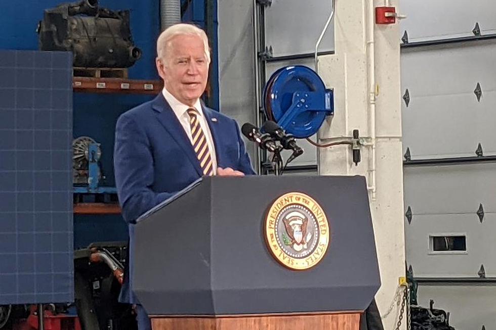 Biden Touts Infrastructure Plan During Visit to Rosemount