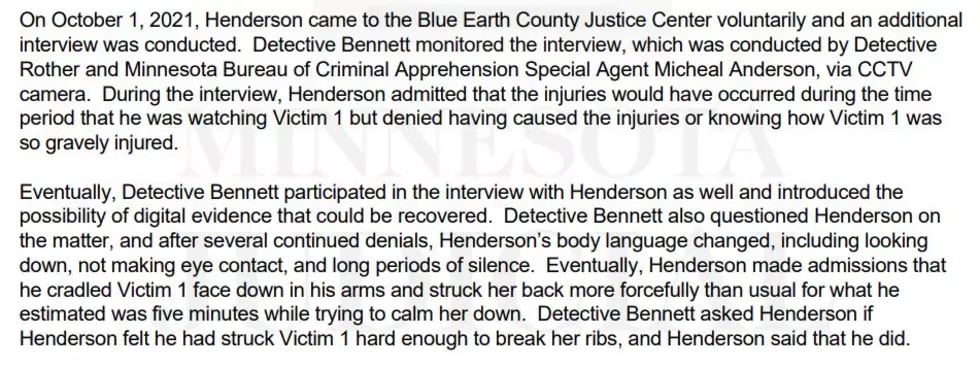 Henderson Criminal Complaint - Blue Earth County Court