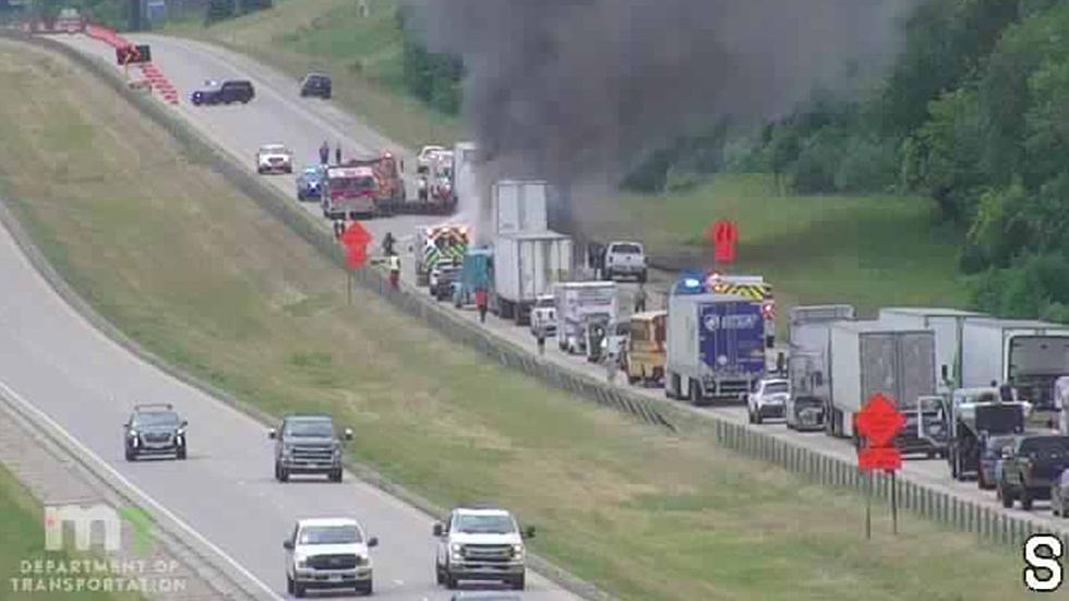 At Least One Trucker Seriously Injured in Fiery Two-Semi Crash in Southern Minnesota