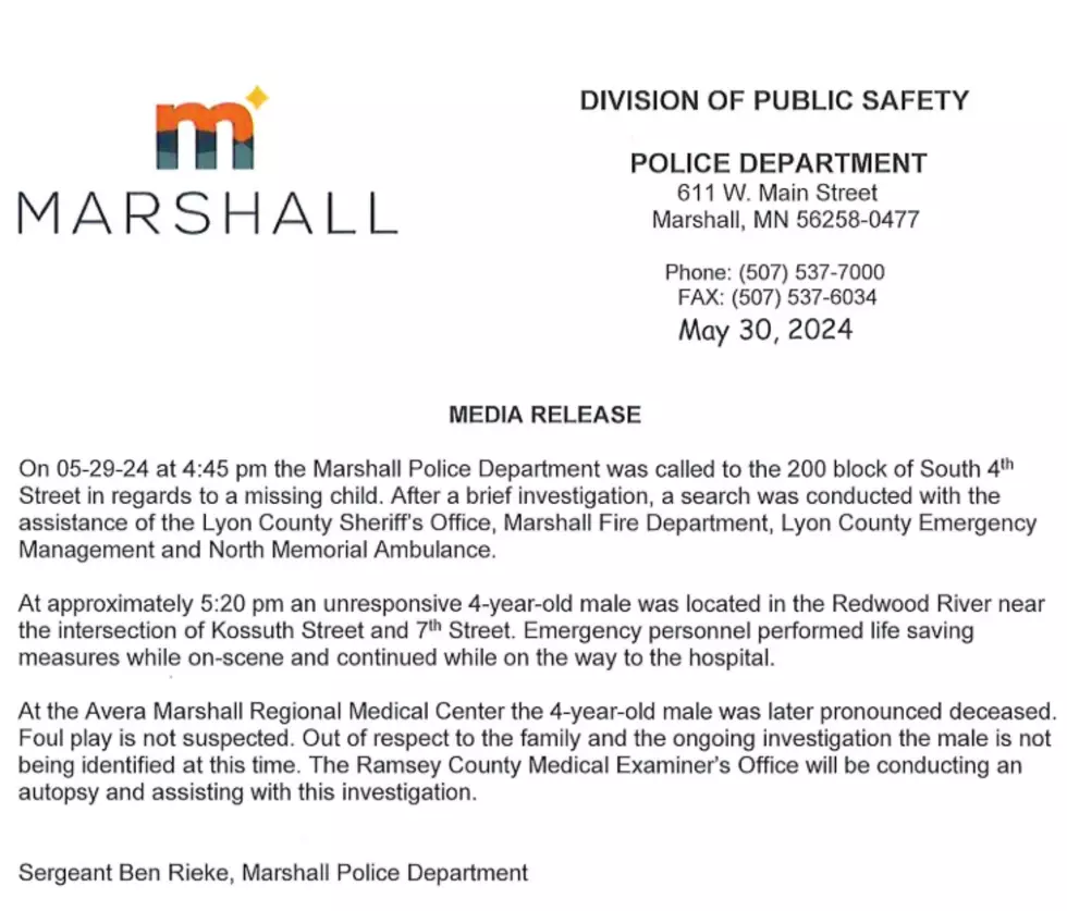 Marshall Police Department news release