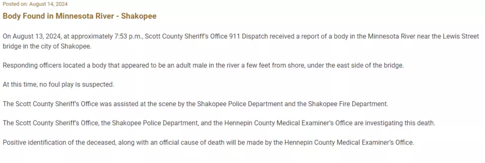 Scott County Sheriff's Office news release