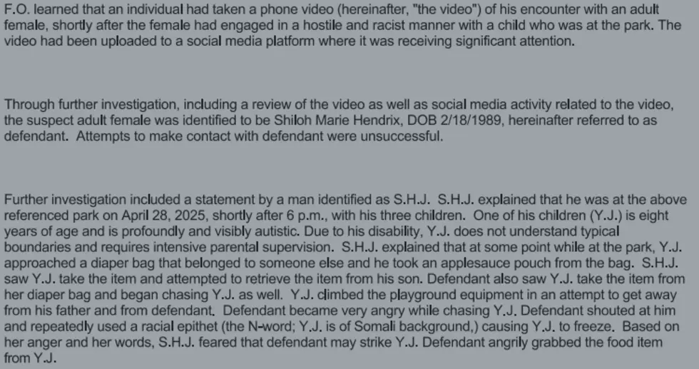 Shilo Hendricks criminal complaint