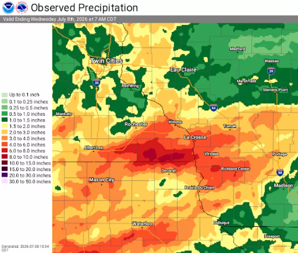 Rain totals from July 2-July 8, 2026. NWS La Crosse