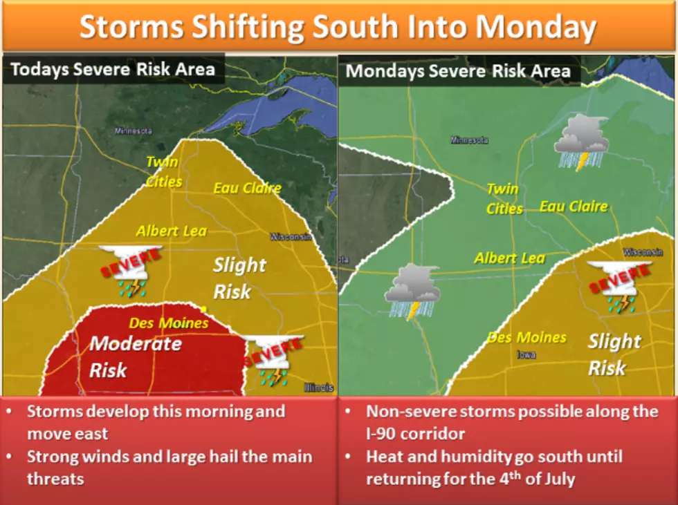 Severe Thunderstorm Risk Moves Toward Southern MN on Sunday