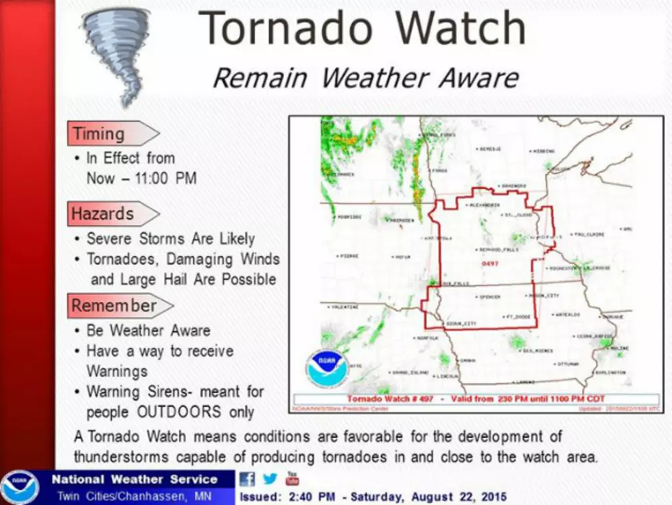 Much of Central Minnesota Under Tornado Watch