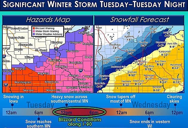 UPDATE: Blizzard Watch Posted In Southeastern Minnesota