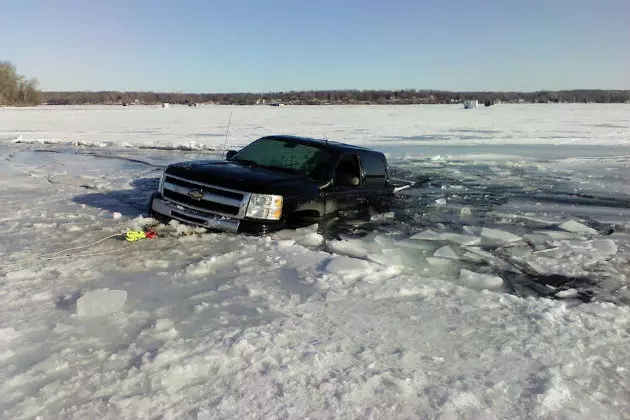 Pickup Falls Through The Ice Near Paynesville