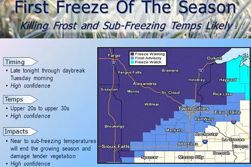 First Freezing Temps of the Season Could Come Monday Night