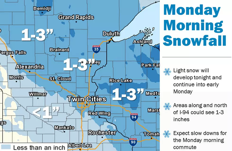 1-3 Inches of Snow Possible Monday