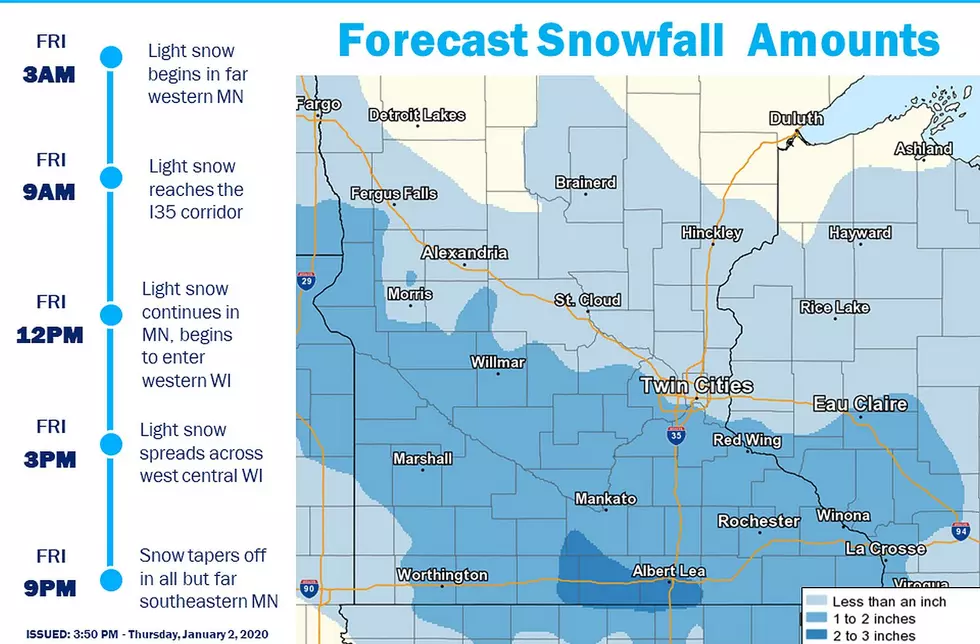 Snow Expected for Much of Central, Southern Minnesota