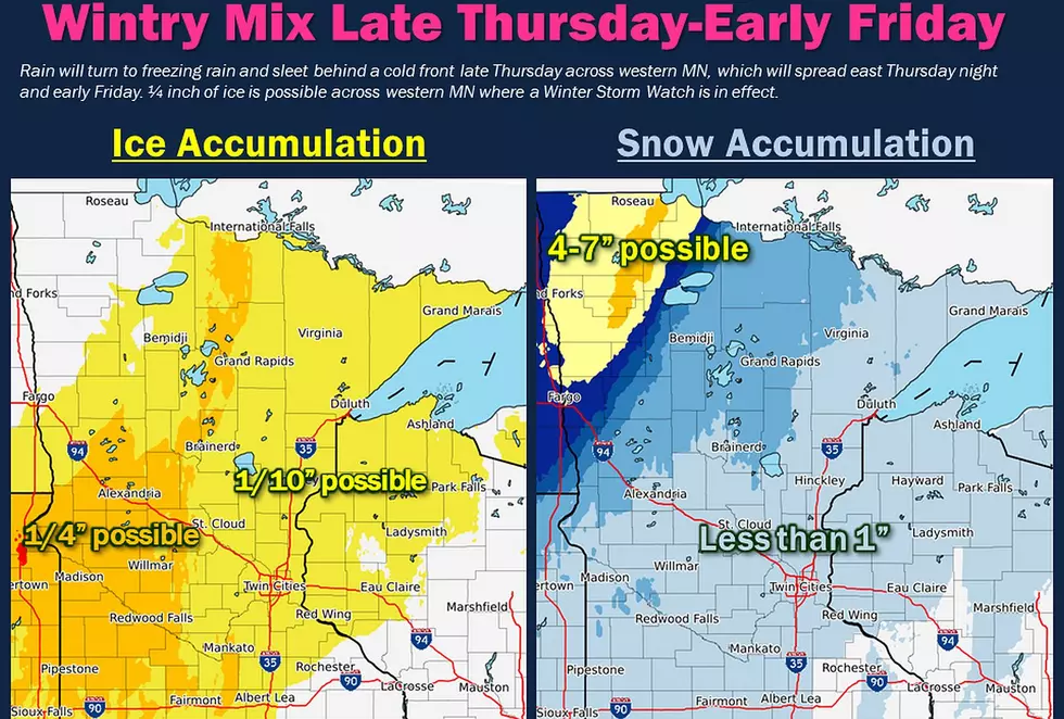 Wintry Mix, Winter Storm Watch Thursday Into Friday