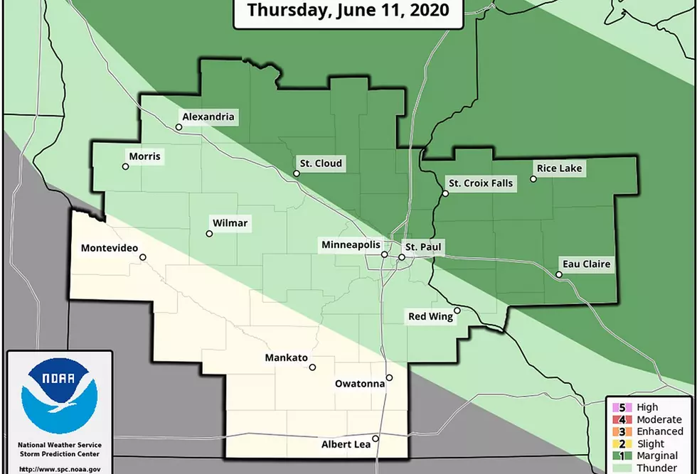 Slight Risk of Strong Storms Thursday Evening North of St. Cloud