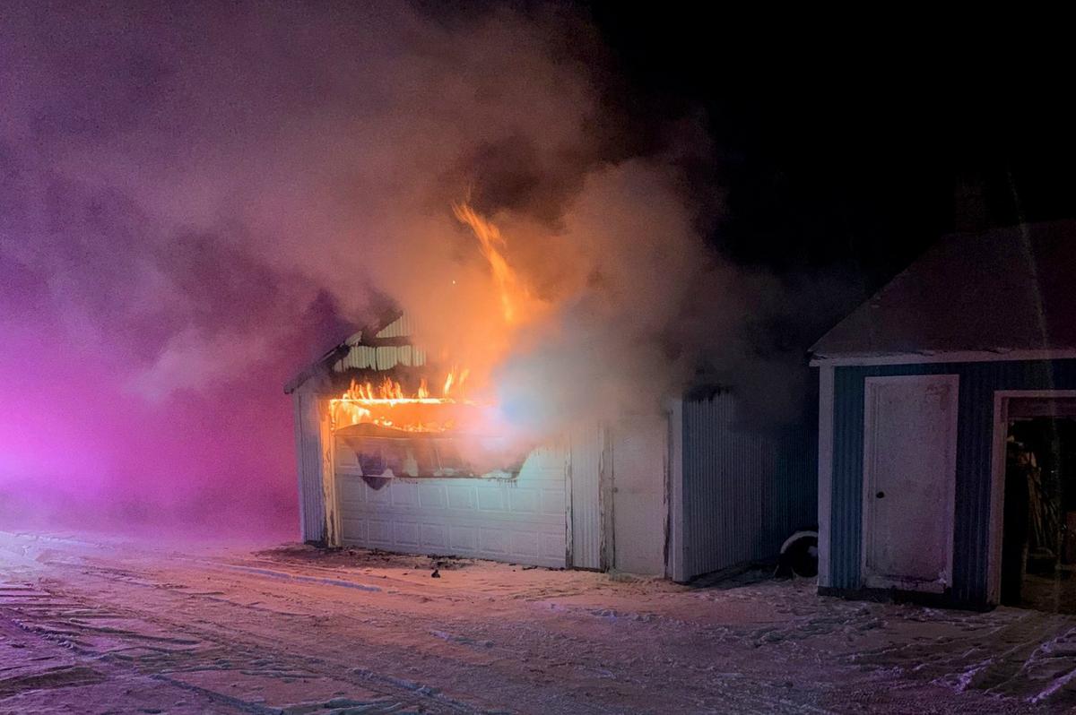 Shed Exploding From Front Shed Damaged in Fire Near Freeport