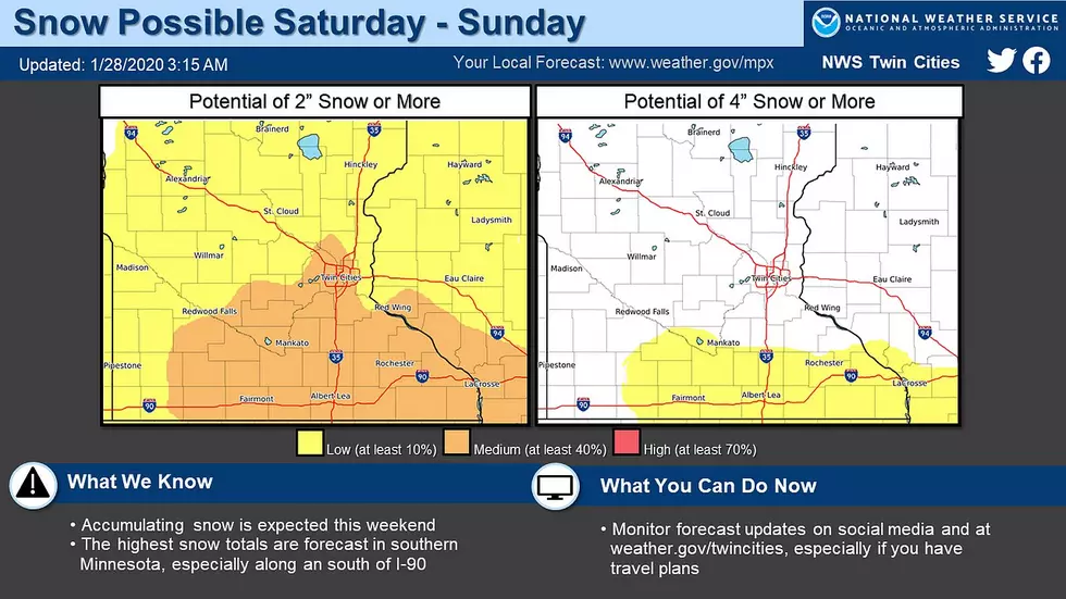 Weekend Snow Expected for Southern Minnesota