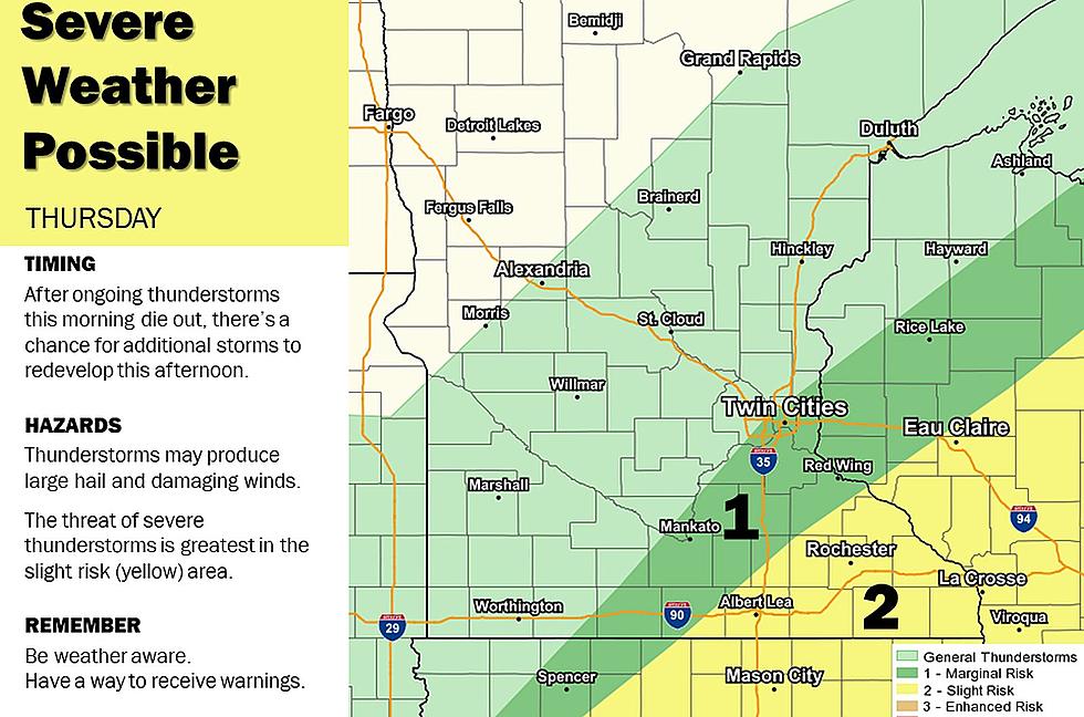 Chance for Storms Mainly in Southeast Minnesota Today