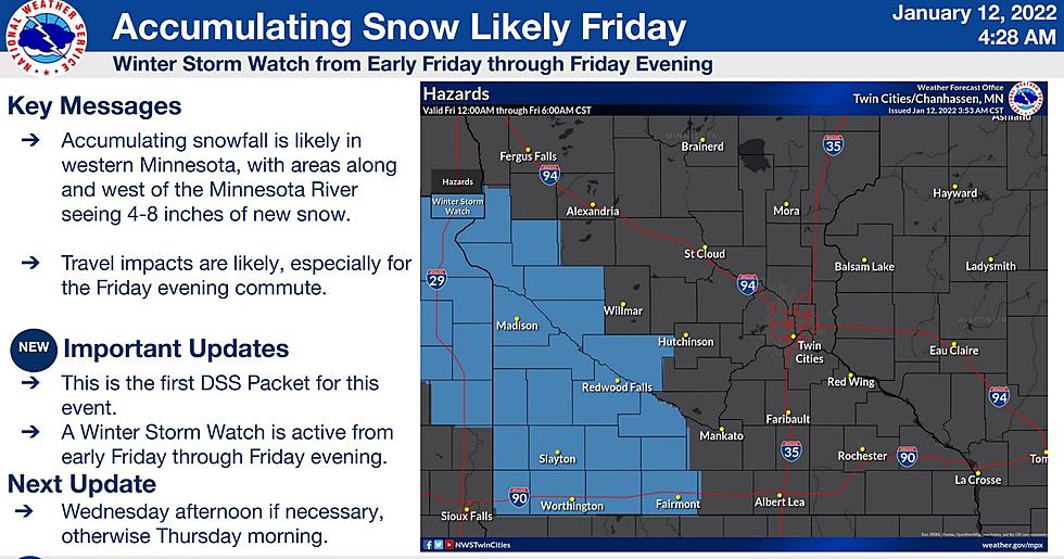 Winter Storm Watch for Part of Minnesota on Friday